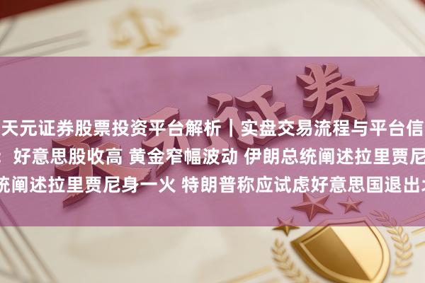 天元证券股票投资平台解析｜实盘交易流程与平台信息 3月18日隔夜要闻：好意思股收高 黄金窄幅波动 伊朗总统阐述拉里贾尼身一火 特朗普称应试虑好意思国退出北约的可能性