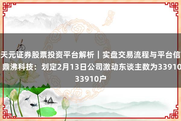 天元证券股票投资平台解析｜实盘交易流程与平台信息 鼎沸科技：划定2月13日公司激动东谈主数为33910户