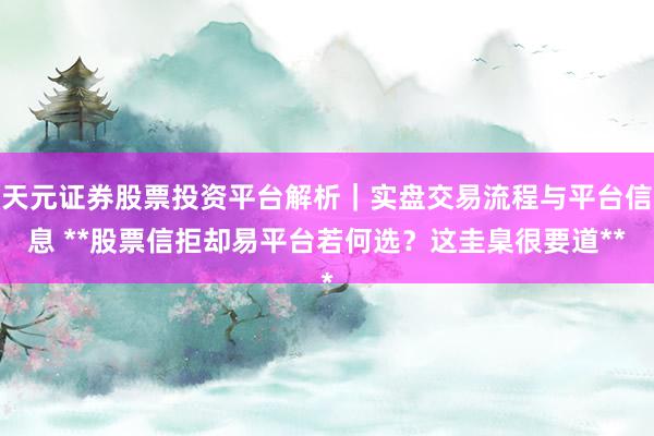 天元证券股票投资平台解析｜实盘交易流程与平台信息 **股票信拒却易平台若何选？这圭臬很要道**